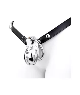 Containment Cell Stainless Steel Chastity Cage with Belt