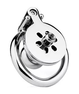 Button Hex Lock Inverted Chastity Cage with Dildo Attachment