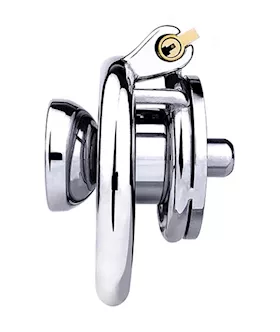 Button Key Locked Inverted Chastity Cage With Dildo Attachment