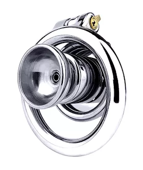 Button Key Locked Inverted Chastity Cage With Dildo Attachment