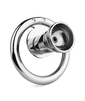 Full Circle Hex Locked Steel Inverted Chastity Cage With Dildo Attachment