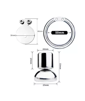 Full Circle Hex Locked Steel Inverted Chastity Cage With Dildo Attachment