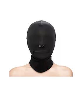 Fetish  Fashion Zippered Mouth Hood