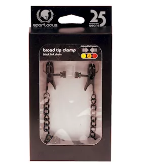 Spartacus Blackline Broad Tip Adjustable Nipple Clamps W/chain - Black