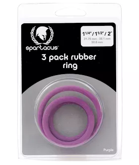 Spartacus Rubber Cock Ring Set - Purple Pack Of 3
