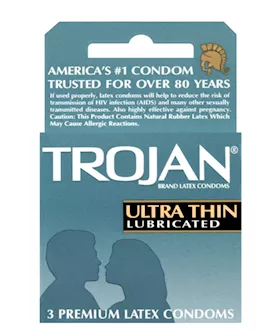 Trojan Ultra Thin Lubricated Condoms - Box Of 3