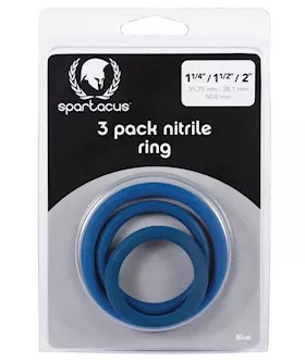 Spartacus Nitrile Cock Ring Set - Blue Pack Of 3
