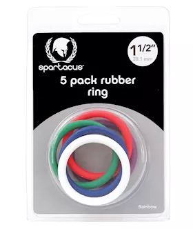 Spartacus 1.5" Rubber Cock Ring Set - Rainbow Pack Of 5