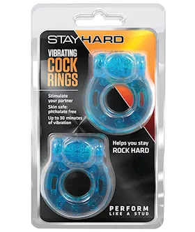 Blush Stay Hard Vibrating Cock Ring 2 Pack - Blue