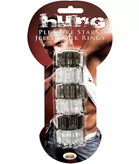 Hung Pleasure Stars Jelly Cock Rings - Black/clear