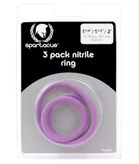 Spartacus Nitrile Cock  Ring Set - Purple Pack Of 3