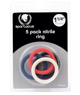 Spartacus 1.25" Nitrile Cock  Ring Set - Asst. Colors Pack Of 5