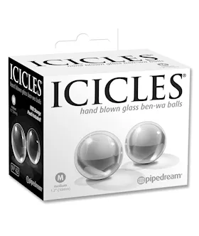 Icicles No. 42 Hand Blown Glass Medium Ben Wa Balls - Clear