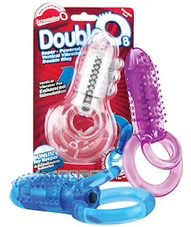 Screaming O Doubleo 8 Vibrating Double Cock Ring - Asst. Colors