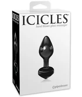 Icicles No. 44 Hand Blown Glass Butt Plug - Black