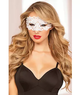 Lace Eye Mask W/satin Ribbon Ties White O/s