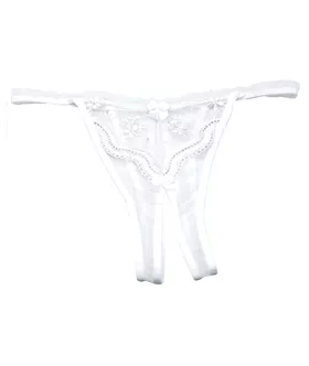 Scalloped Embroidery Crotchless Panty White O/s