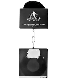 Shots Ouch Furry Pleasure Handcuffs - Black