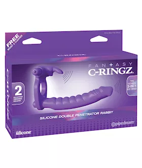 Fantasy C-ringz Silicone Double Pene Rabbit - Purple
