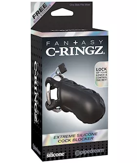 Fantasy C-ringz Extreme Silicone Cock Blocker - Black