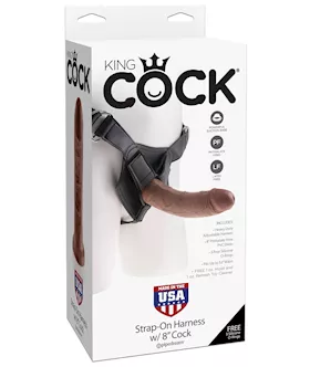 King Cock Strap On Harness W/8" Cock - Brown