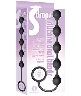 The 9's S Drops Silicone Anal Beads - Black
