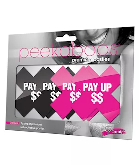 Peekaboos Pay Up Pasties - 2 Pairs 1 Black/1 Pink