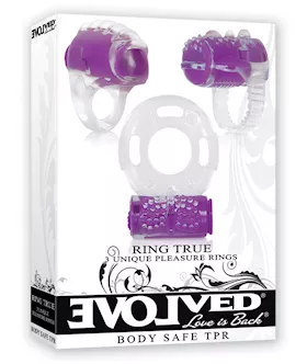 Evolved Ring True Unique Pleasure Rings Kit - 3 Pack Clear/purple