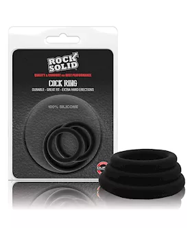 Rock Solid Tri-pack Silicone Gasket Cockrings - Black