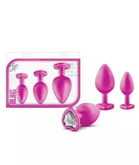 Blush Luxe Bling Plugs Training Kit - Pink W/white Gems
