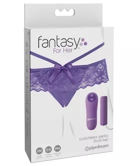 Fantasy For Her Crotchless Panty Thrill Her - Purple