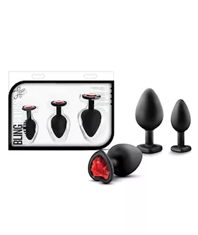 Blush Luxe Bling Plugs Training Kit - Black W/red Gems