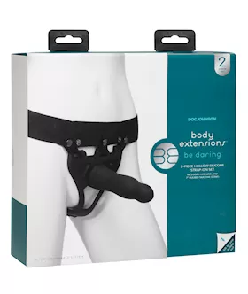 Body Extensions Be Daring 2 Piece Strap On Set - Black