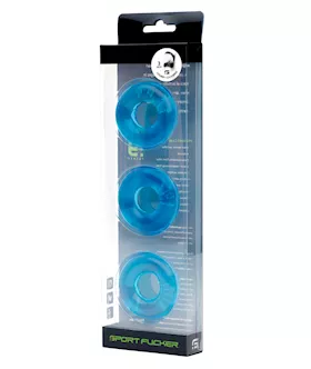 Sport Fucker Chubby Cockring Pack Of 3 - Ice Blue