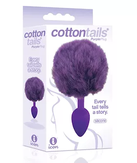 The 9's Cottontails Silicone Bunny Tail Butt Plug - Purple