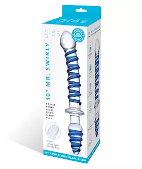 Glas 10"  Mr. Swirly Double Ended Glass Dildo & Butt P
