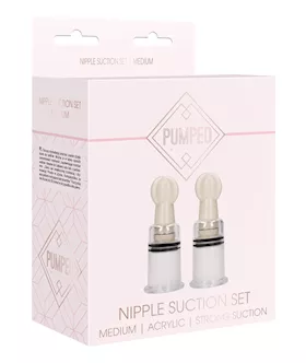 Shots Pumped Nipple Suction Set - Medium Clear
