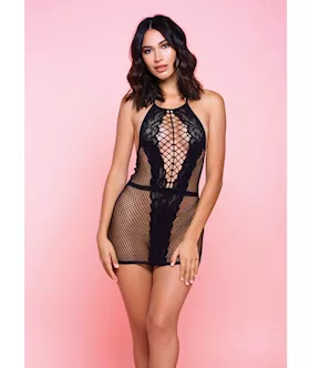 Netted Bad Romance Chemise Black O/s