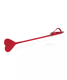 Spartacus Pu Riding Crop W/plush Heart Shape Tip - Red