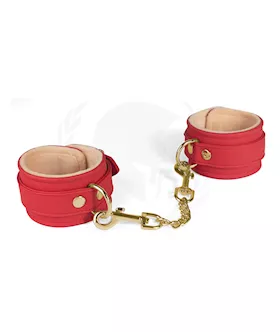Spartacus Pu Wrist Cuffs W/plush Lining - Red