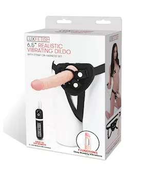 Lux Fetish 6.5" Realistic Vibrating Dildo W/strap On Harness Set