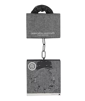 Shots Ouch Denim Metal Handcuffs - Black