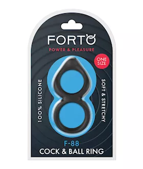 Forto F-88 Double Ring Liquid Silicone Cock Ring - Black