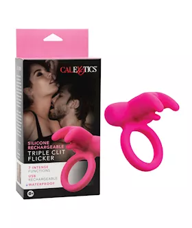 Silicone Rechargeable Triple Clit Flicker - Pink
