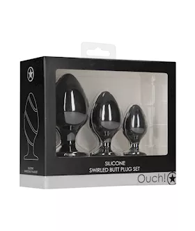 Shots Ouch Swirled Butt Plug Set - Black