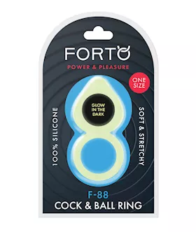 Forto F-88 Double Ring Liquid Silicone Cock Ring - Glow In The Dark