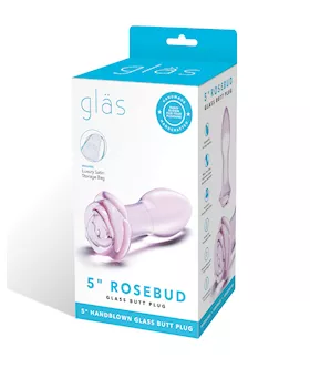 Glas 5" Rosebud Glass Butt Plug - Pink