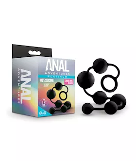 Blush Anal Adventures Platinum Silicone Anal Beads - Large Black