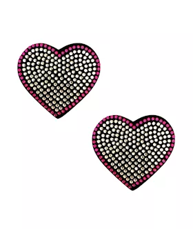Neva Nude Burlesque Heart N' Soul Crystal Heart Pasties - Pink/clear O/s