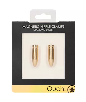 Shots Ouch Bullet Magnetic Nipple Clamps - Gold